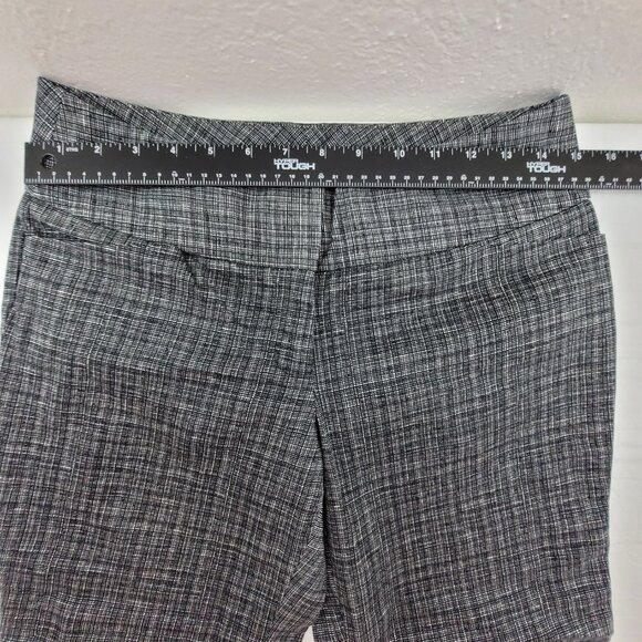 Express Design Studio Editor Capri sz 2 Cropped Pant Black Gray Patterned Cotton - Picture 9 of 13